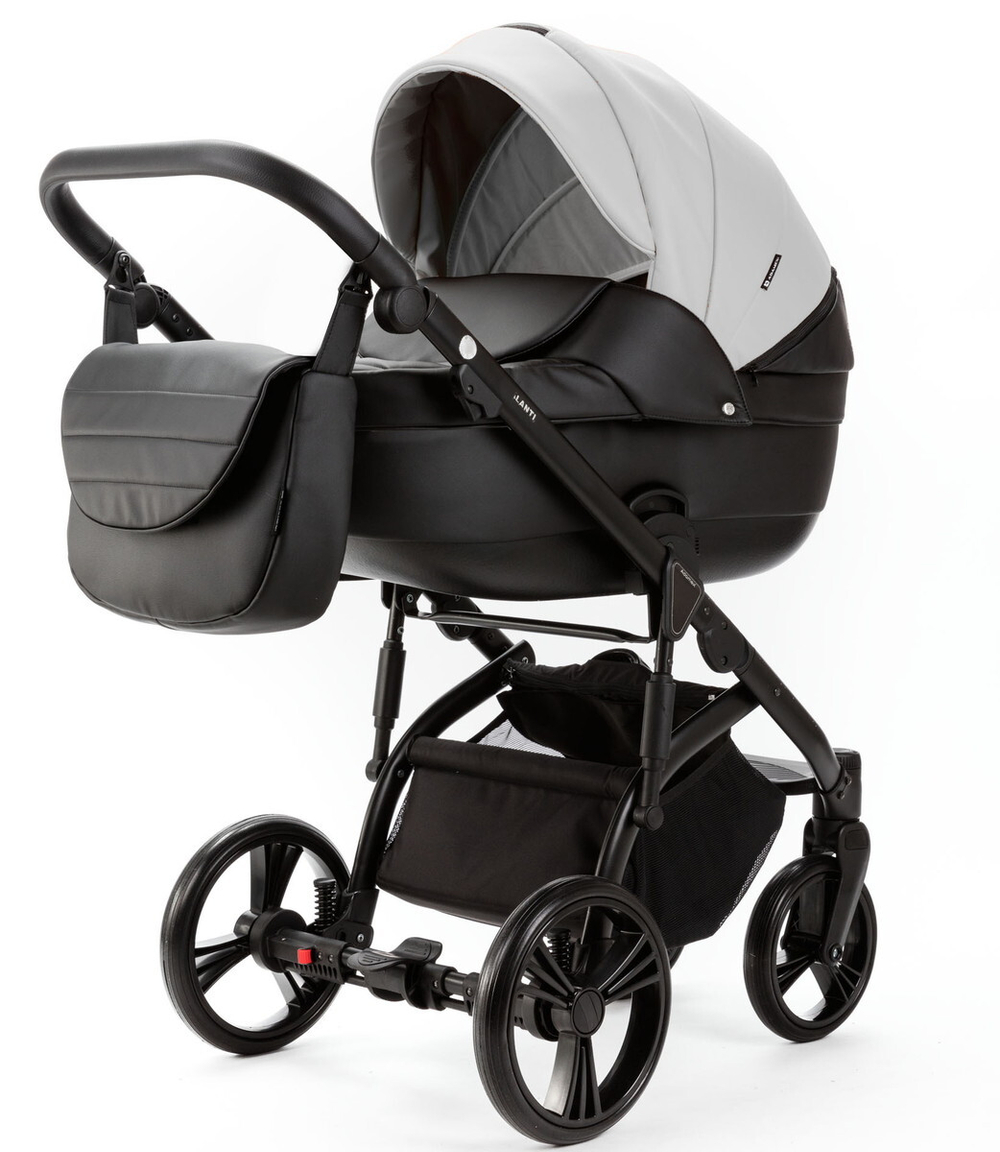 Детская коляска Adamex Lanti Deluxe 2 в 1 LN-SD01 (БЕЛ.КОЖА + ЧЕРН. КОЖА)