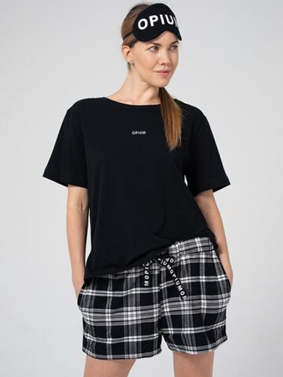 Уютный пижамный комплект с маской (Размер: L) (Цвет: черный)