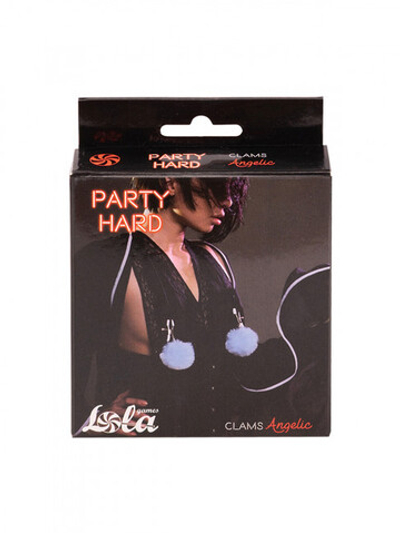 Зажимы на соски с мехом Party Hard Angelic Blue (Цвет: голубой)