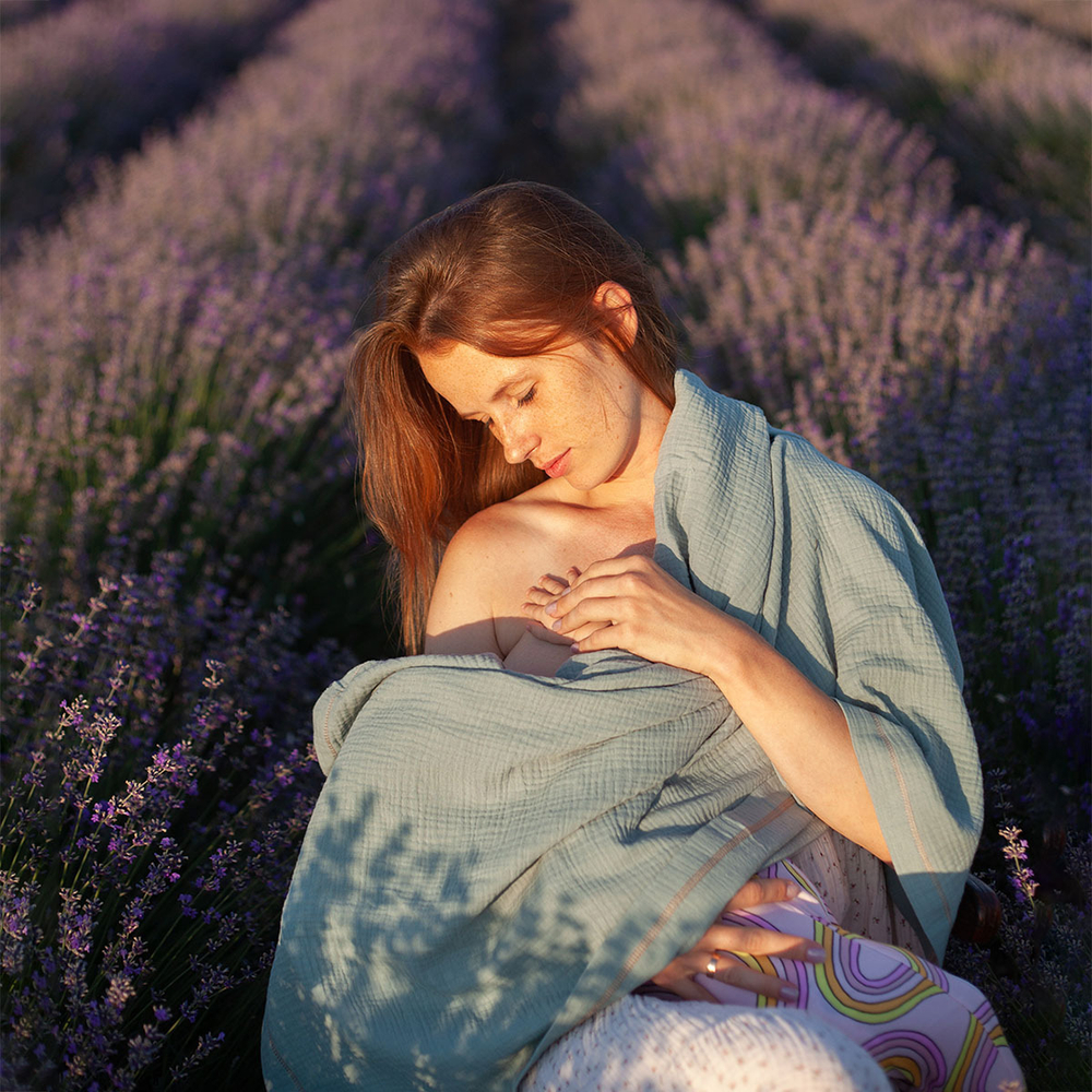 Плед-пелёнка Mjölk Mist Green из муслинового хлопка