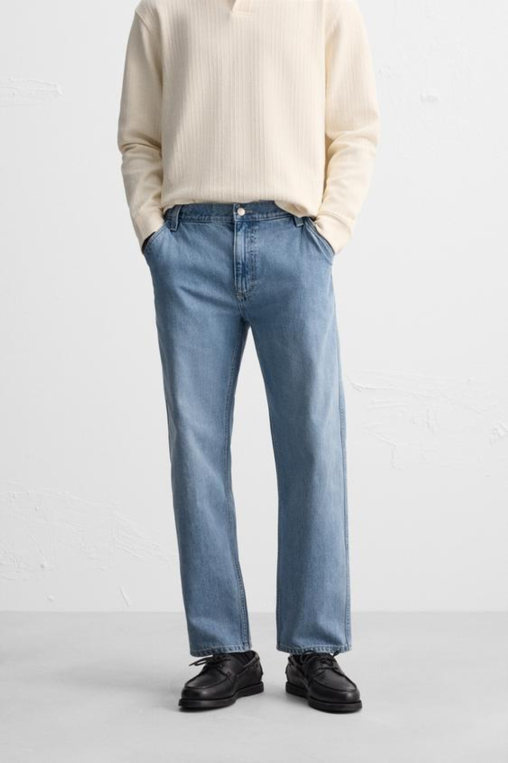 ZARA ДЖИНСЫ STRAIGHT ДЛИНОЙ ДО ЩИКОЛОТКИ, ВЫЦВЕТШИЙ СИНИЙ