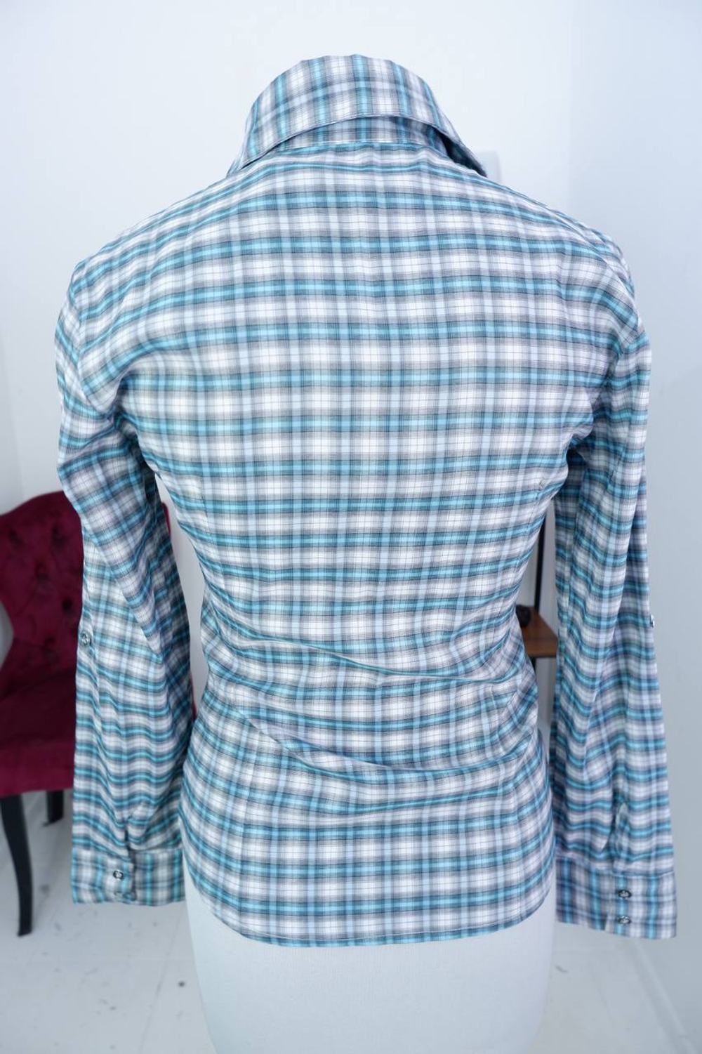 Рубашка в клетку по фигуре, маркировка М, 44-46 размер