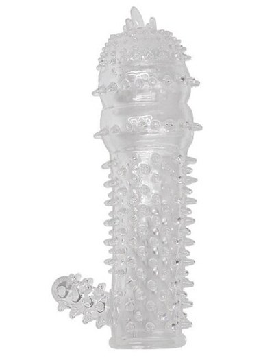 Насадка с пупырышками и стимулирующим отростком из серии PENIS XL (Цвет: прозрачный)
