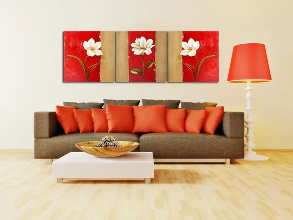 Модульная картина "триптих цветы"