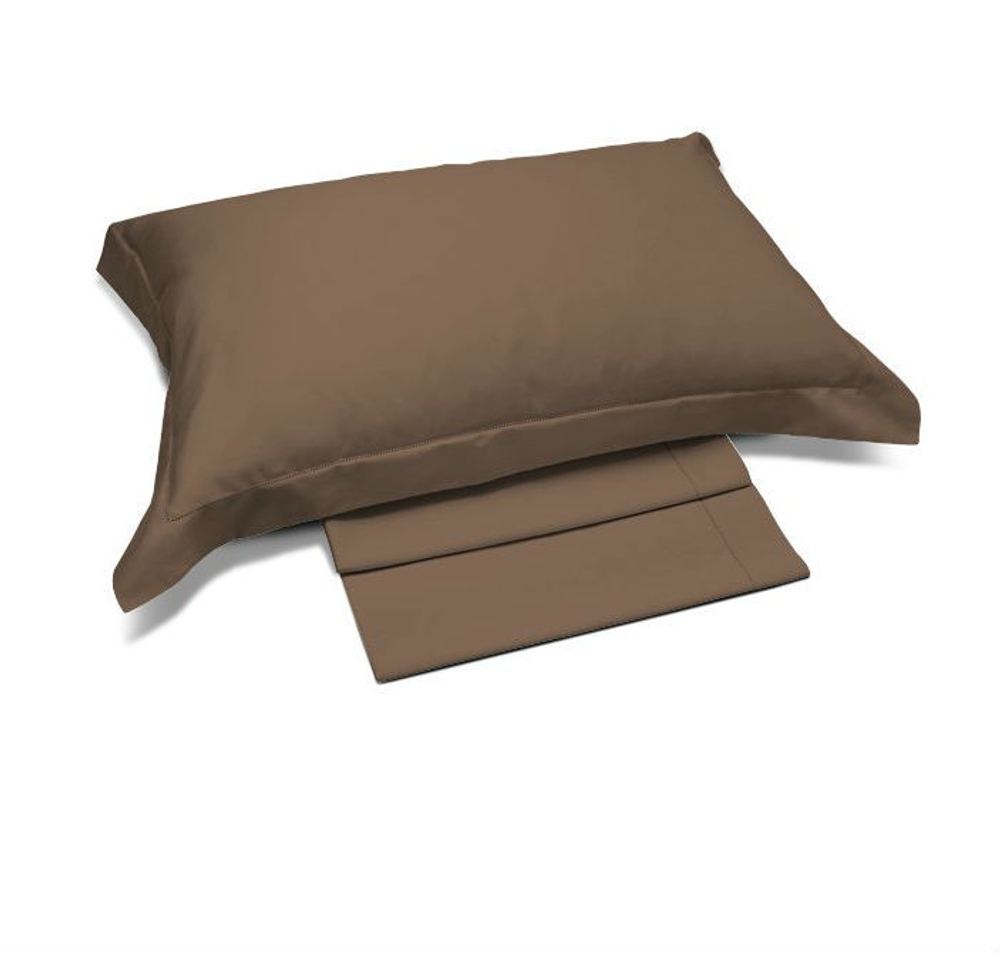 Простыня на резинке 200x200 Сaleffi Raso Tinta Unito с бордюром сатин темно-коричневая Италия