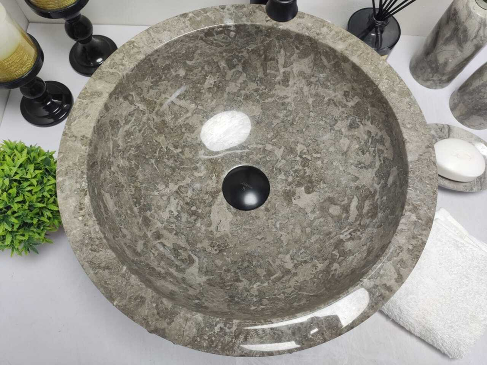 Раковина из мрамора Bowl Grey Marmo тепл BM-60282 40*40*15