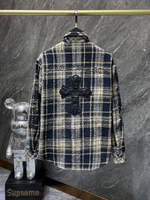 Бело-синяя рубашка в клетку Chrome Hearts