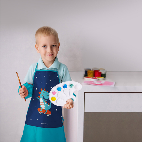 Фартук для творчества на завязках. Динозавр