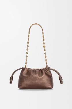 Loewe Мини-сумка Flamenco из телячьей кожи с муаровым принтом, бронзовый