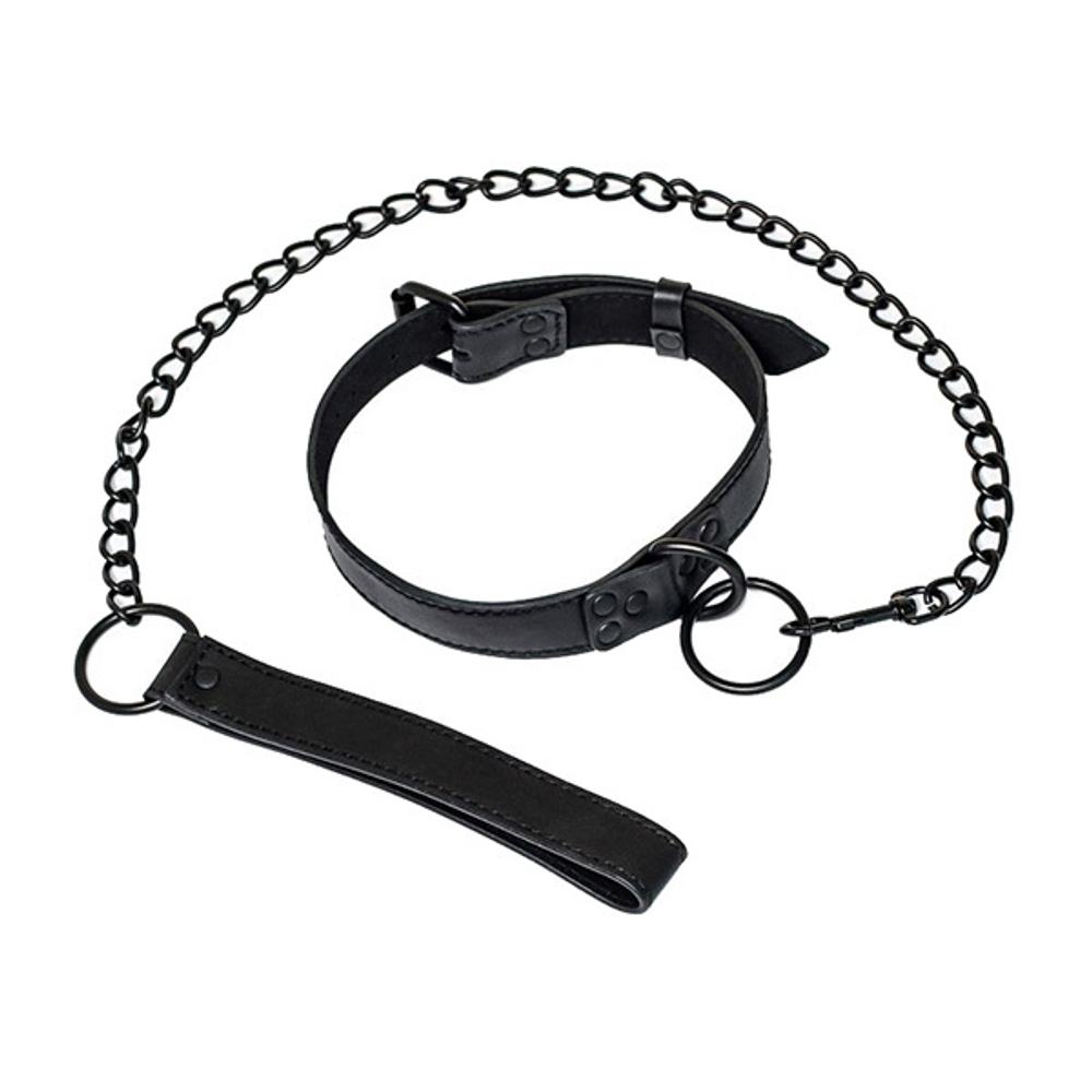 Черный ошейник с поводком Lola Games Sin 1086-01lola