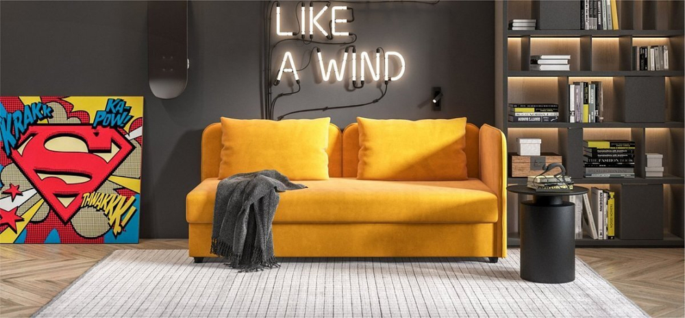 Тахта Ирис Велюр Монолит желтый