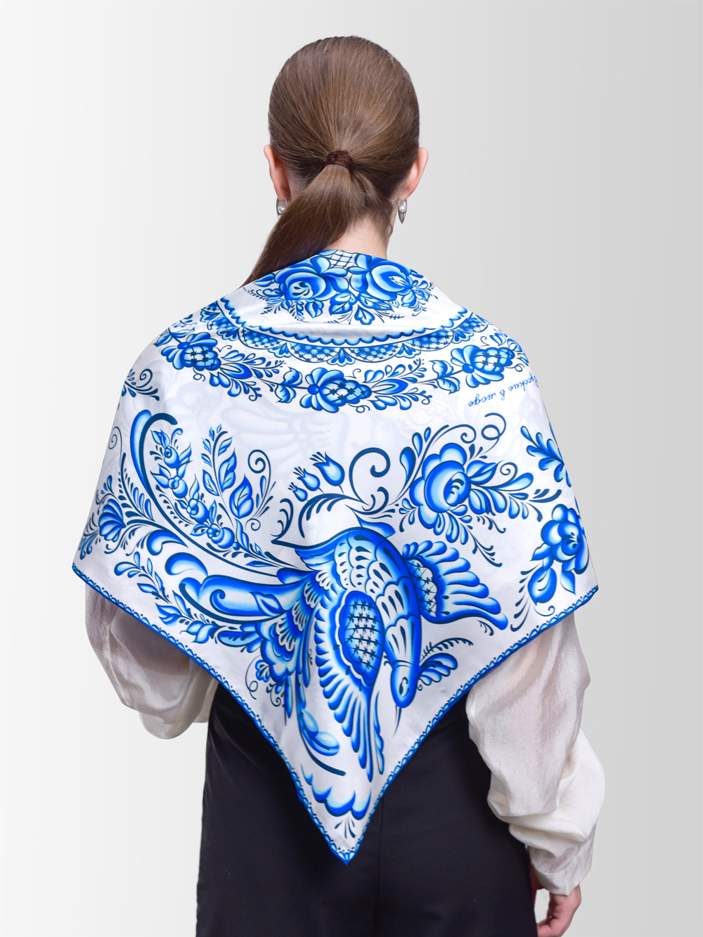 Платок «Гжель» 100% шёлк