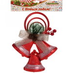 Украшение новогоднее «Колокольчики в инее» 26*19 см, Красный