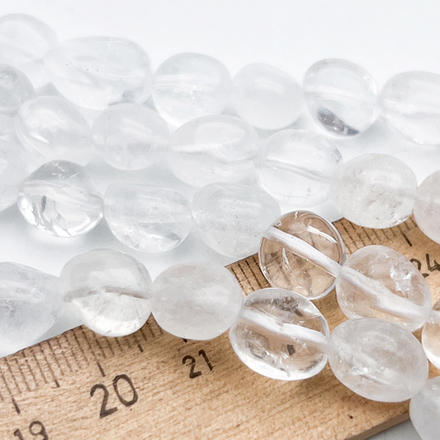 Горный хрусталь + кварц белый фриформ бусины, размер около 9-11 мм, цена за 9 шт (1/4 нити)