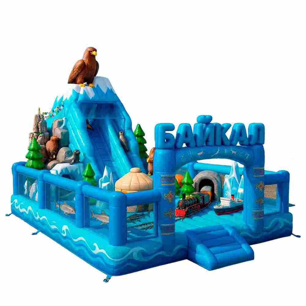 Коммерческий надувной батут «Байкал», 12×9×9 м, с горкой