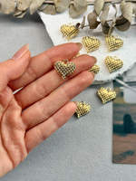 Подвеска "Стёганое сердце" 17*18 мм, позолота 14к