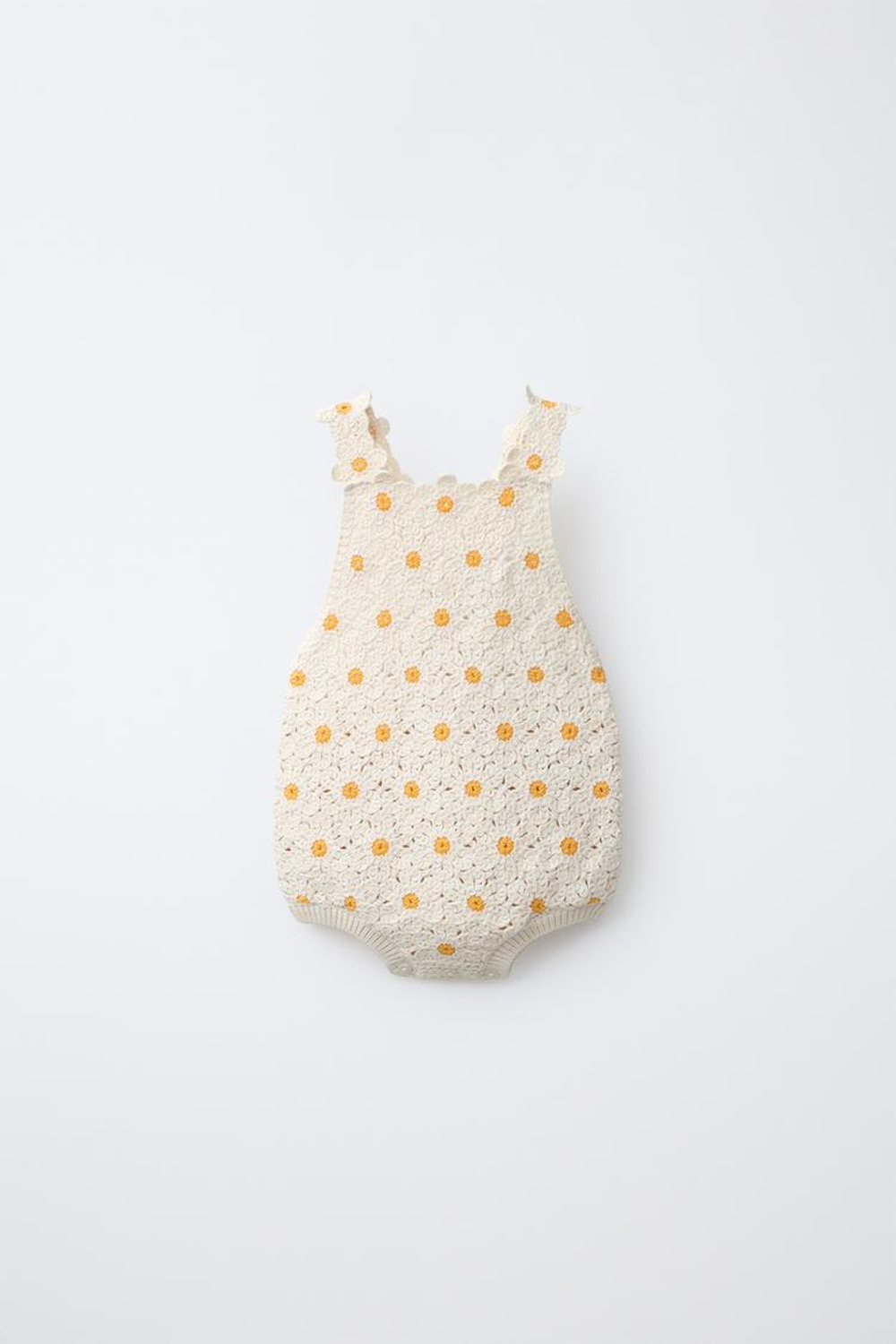 ZARA КОМБИНЕЗОН РОМАШКИ КРЮЧКОМ ГЛАДКИЙ, ЭКРЮ