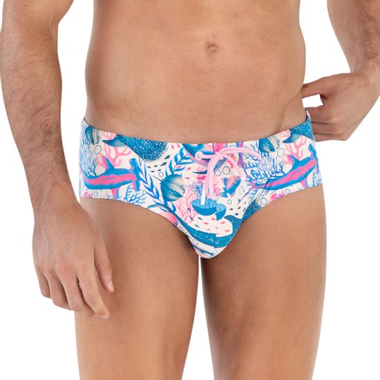 Мужские плавки голубые с принтом Clever Moda TIBU SWIMSUIT BRIEF 164506
