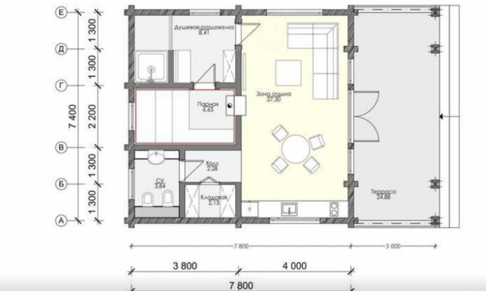 Проект Дома 75,29 кв. м из бруса Д-36