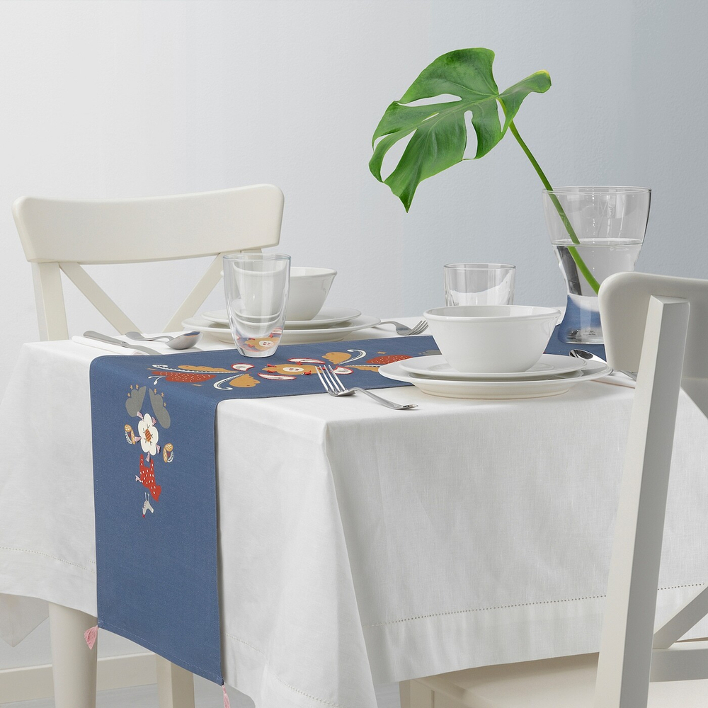 IKEA SLÄTTIKA  (ИКЕА СЛÄТТИКА)  -  Настольная скатерть, синий/красный, 35x130 см