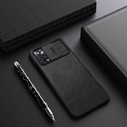 Кожаный чехол-книжка Nillkin Leather Qin Pro c защитой камеры для Poco X4 Pro 5G