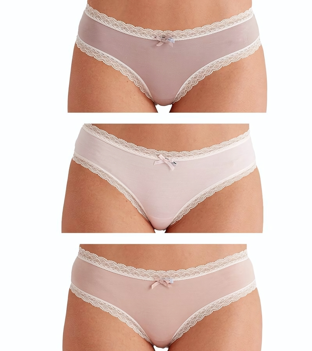Набор из 3 трусиков-бразилиана нюдовых оттенков (Размер: S) (Цвет: бежевый)
