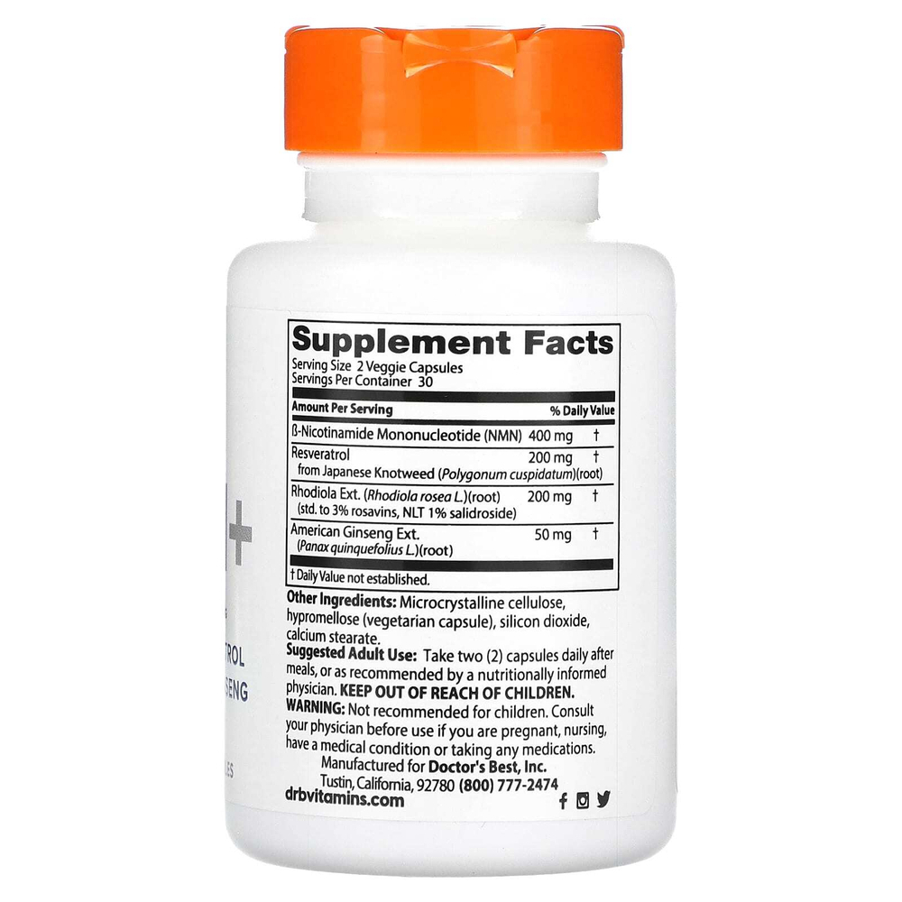 Doctor's Best, NMN+, 60 растительных капсул