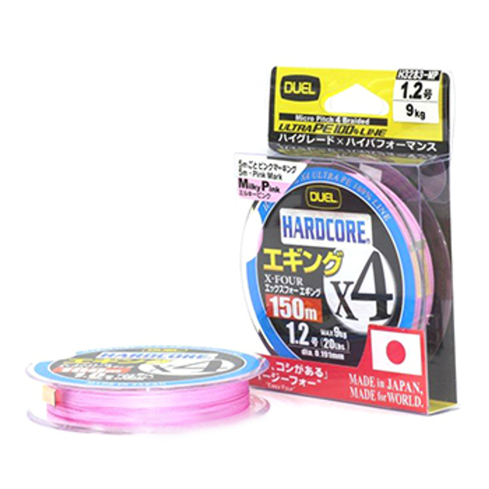 Шнур Duel PE Hardcore X4 Eging 150m MilkyPink H3282-MP №1.0 (0.171mm) 8.0kg