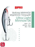 Воблер Ultra Light Minnow 06 6см 4гр SB медленно тонущий