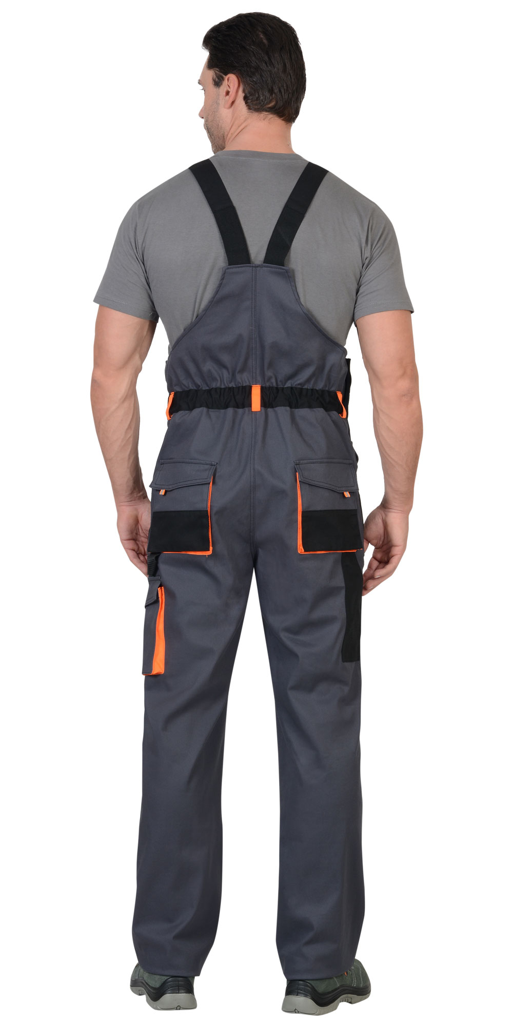 Полукомбинезон СИРИУС-МАНХЕТТЕН т.серый с оранж. и черным тк