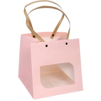 Пакет для цветов и подарков «Подарок» 20*20*20 см, розовый