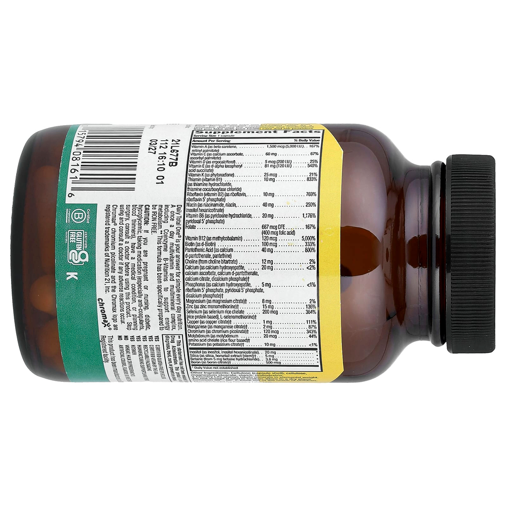 Country Life, Daily Total One®, без железа, 60 веганских капсул