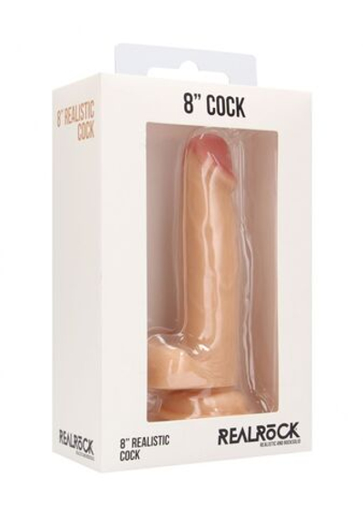 Телесный фаллоимитатор Realistic Cock 8 With Scrotum - 20 см. (Цвет: телесный)