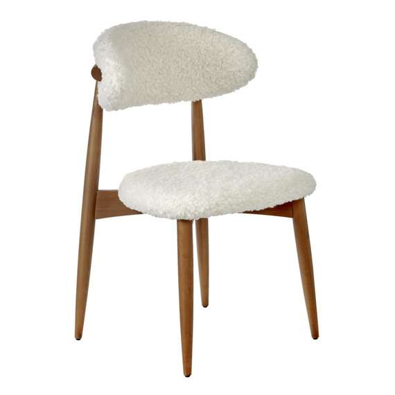 Стул Mod белый искусственный мех с ножками цвета орех