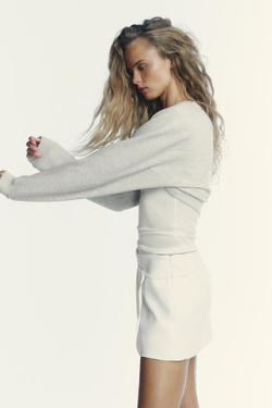 ZARA ЮБКА-ШОРТЫ С РЕМНЕМ, БЕЛЫЙ