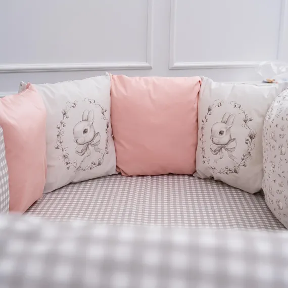 Комплект постельного белья Lollycottons Кролик Лаппин универсальный 6 предметов, Розовый