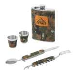 Набор Helios Турист (фляжка 270 мл + 2 стопки+складные вилка и ложка) (HS-TZ-9)