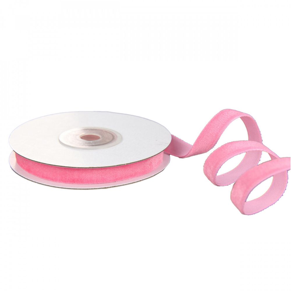 Лента ВЕЛЬВЕТ 1см*5ярд РОЗОВЫЙ