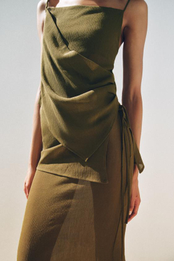 ZARA ЮБКА-ПАРЕО ИЗ ПОЛУПРОЗРАЧНОЙ ТКАНИ, МЯГКИЙ ЗЕЛЕНЫЙ