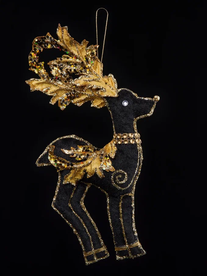 Винтажное украшение Королевский Олень 15х28 см., черный с золотом, Christmas DeLuxe (89014)