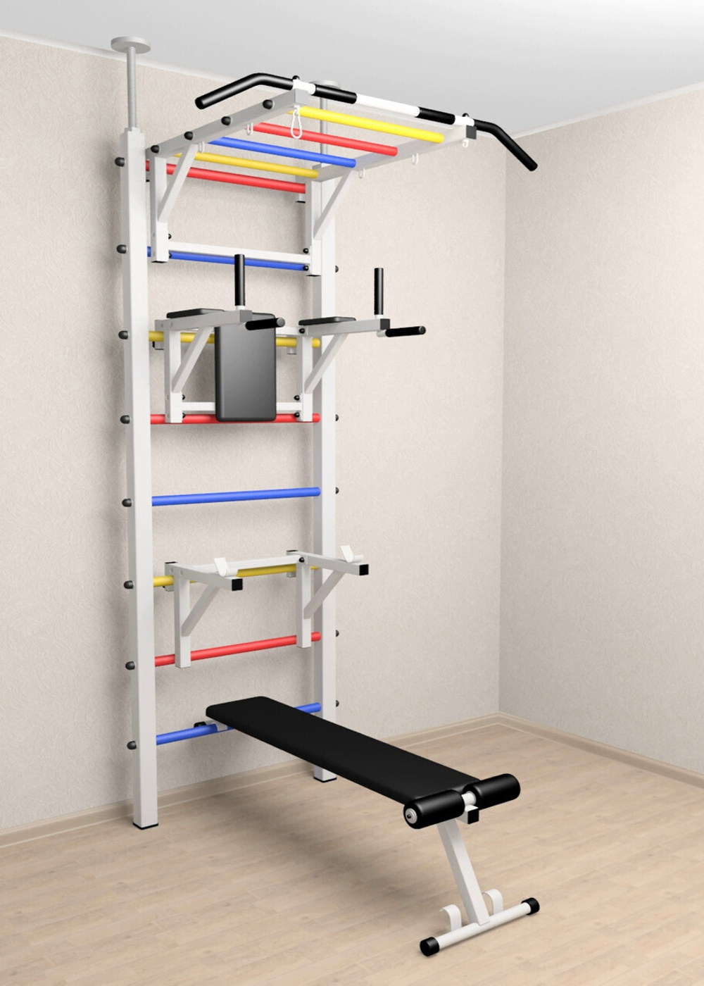 Шведская стенка Sv Sport враспор (Турник рукоход/Брусья/Стойка/Скамья)