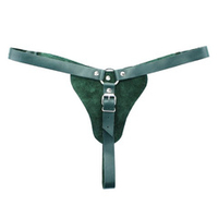 Изумрудные кожаные трусики с кольцом под насадки БДСМ Арсенал Lady's Arsenal Emerald Panties 67015