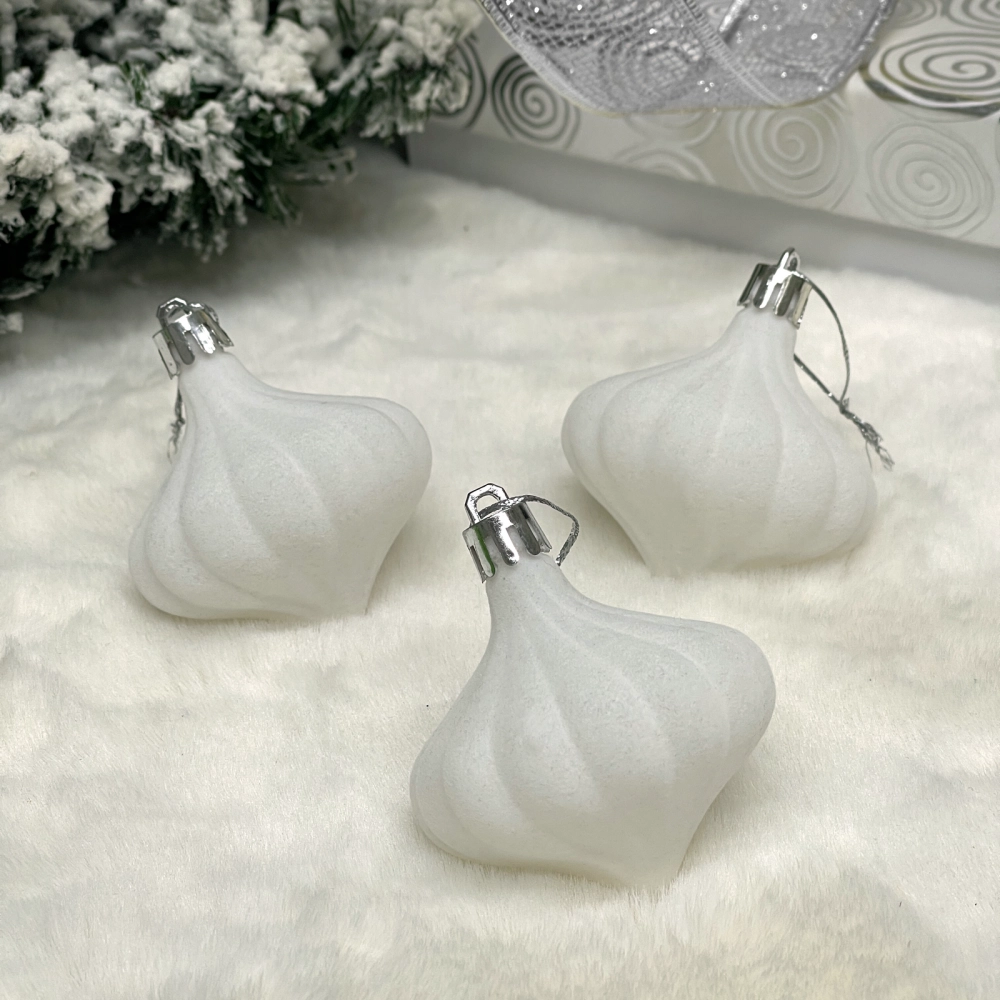 Набор ёлочных украшений VELOUR «Волшебная юла» 6 см (набор 3 шт), Белый