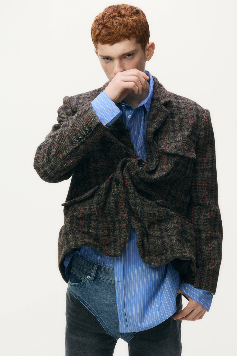 H&M - Glenn Martens Блейзер из смесовой шерсти, темно-коричневый