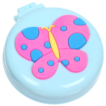 Расческа массажная детская складная «Barbariska», с зеркалом, бабочка, разноцветные зубчики, цвет голубой, d-7см