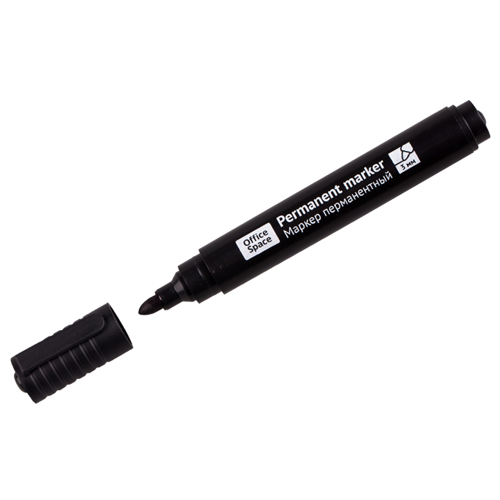 Маркер перманентный OfficeSpace "8004А" черный, пулевидный, 3мм