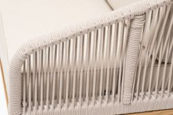 "Канны" диван 2-местный плетеный из роупа, основание дуб, роуп бежевый круглый, ткань бежевая 15052