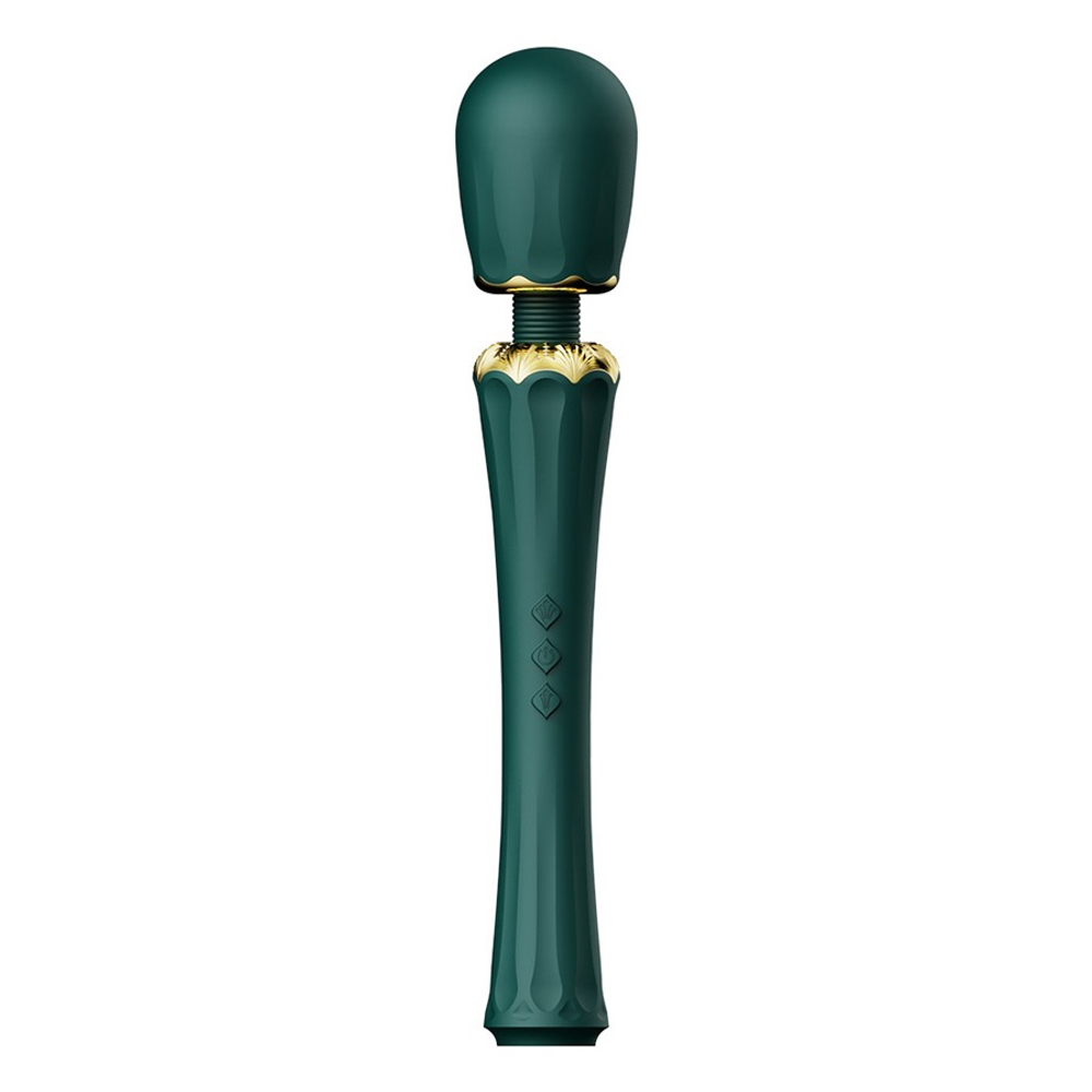 Зеленый аккумуляторный вибратор-вонд 29,1см с насадками Zalo Kyro Wand Massager Turquoise Green