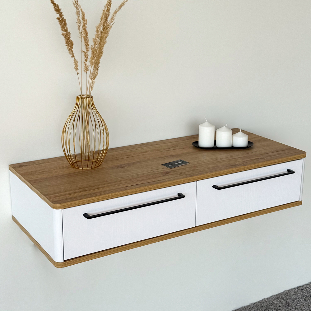 Подвесной туалетный столик консоль Royal 5210 эко (Дуб Кантри-р.черная)