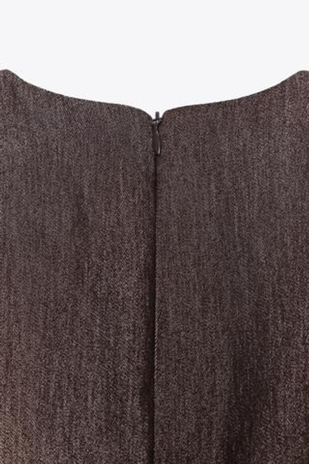 ZARA ПЛАТЬЕ-МИДИ С КОНТРАСТНОЙ ОТДЕЛОЧНОЙ СТРОЧКОЙ, КОРИЧНЕВЫЙ